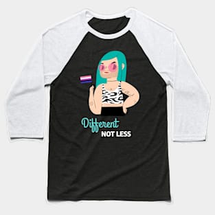 Different Not Less, Gay Pride Baseball T-Shirt